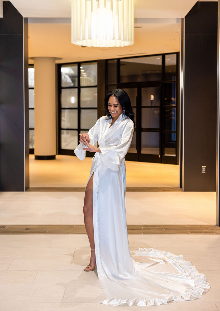 The Ruffle Cathedral Length Robe (Bridal White)